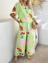 'Splendory' Collared Print Top and Pants Set - Celes Fashion